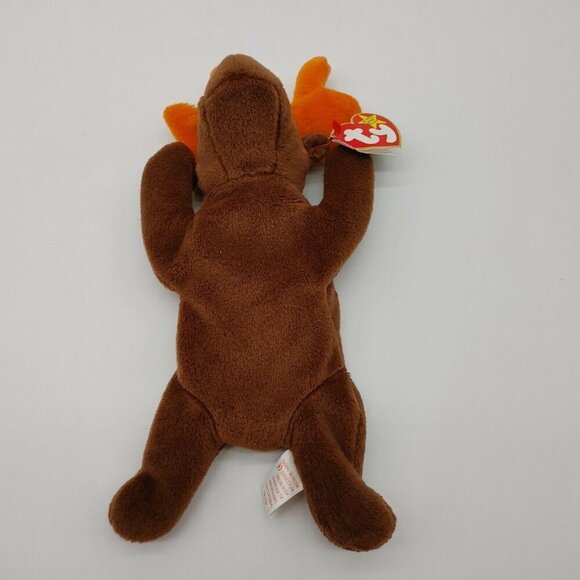 Ty Beanie Baby Chocolate The Moose Plush Toy Brown Orange 1993 Vintage with Tag - Picture 4 of 10